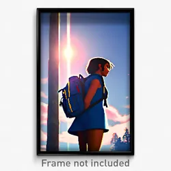 Pixel Art Poster - Sky Blue Backpack (8 Bit Psychedelic Trippy Video Game Print)