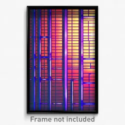 Pixel Art Poster - Digital Wire Frame Tile (8 Bit Psychedelic Video Game Print)
