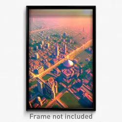 Pixel Art Poster - Flying Indian City (8 Bit Psychedelic Video Game Print)