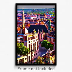 Pixel Art Poster - Fancy German City (8 Bit Psychedelic Trippy Video Game Print)