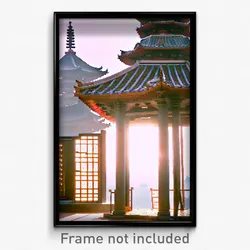 Pixel Art Poster - Stunning Pagoda (8 Bit Psychedelic Trippy Video Game Print)