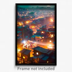 Pixel Art Poster - Hidden Indian City (8 Bit Psychedelic Video Game Print)