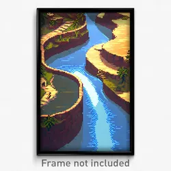 Pixel Art Poster - Warlike Waterway (8 Bit Psychedelic Trippy Video Game Print)