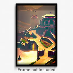 Pixel Art Poster - Exotic Fort (8 Bit Psychedelic Trippy Weird Video Game Print)
