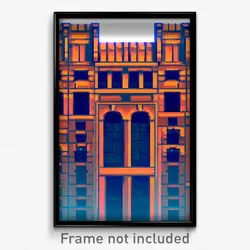 Pixel Art Poster - Rectangular Historical Architecture (8 Bit Video Game Print)