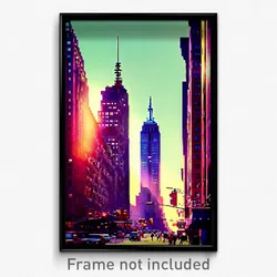 Pixel Art Poster - Bumpy New York (8 Bit Psychedelic Trippy Video Game Print)