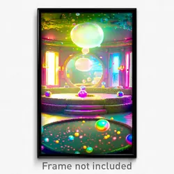 Pixel Art Poster - Bubbly Cathouse (8 Bit Psychedelic Trippy Video Game Print)