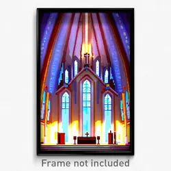 Pixel Art Poster - Memorable Church (8 Bit Psychedelic Trippy Video Game Print)