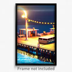 Pixel Art Poster - Imaginative Dock (8 Bit Psychedelic Trippy Video Game Print)