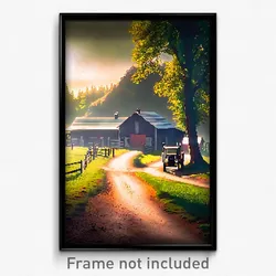 Pixel Art Poster - Wonderful Farmstead (8 Bit Psychedelic Video Game Print)