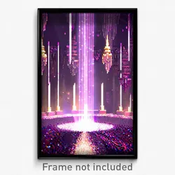Pixel Art Poster - Sparkling Cavern (8 Bit Psychedelic Trippy Video Game Print)
