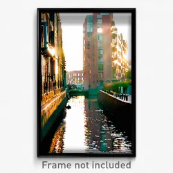 Pixel Art Poster - Urban Canal (8 Bit Psychedelic Trippy Weird Video Game Print)