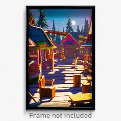 Pixel Art Poster - Whimsical Lumber Yard (8 Bit Psychedelic Video Game Print)