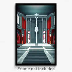 Pixel Art Poster - Nocturnal Throne Room (8 Bit Psychedelic Video Game Print)