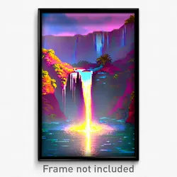 Pixel Art Poster - Zany Waterfall (8 Bit Psychedelic Trippy Video Game Print)