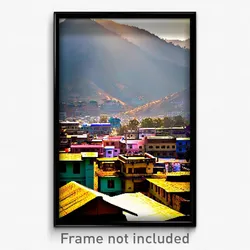 Pixel Art Poster - Mountainous Indian City (8 Bit Psychedelic Video Game Print)