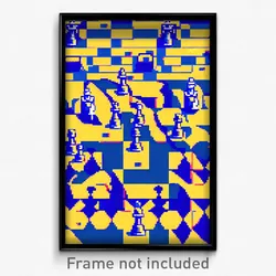 Pixel Art Poster - Buoyant Chess (8 Bit Psychedelic Trippy Video Game Print)