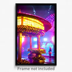 Pixel Art Poster - Flashy Apiary (8 Bit Psychedelic Trippy Video Game Print)