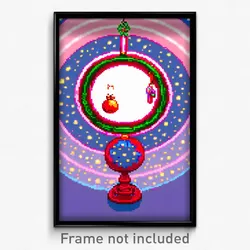 Pixel Art Poster - Spherical Christmas (8 Bit Psychedelic Video Game Print)