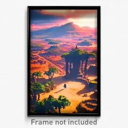 Pixel Art Poster - Vast Exotic Area (8 Bit Psychedelic Trippy Video Game Print)