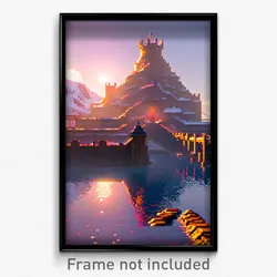 Pixel Art Poster - Arctic Citadel (8 Bit Psychedelic Trippy Video Game Print)