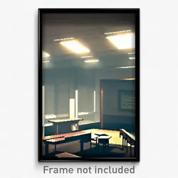 Pixel Art Poster - Dreary Classroom (8 Bit Psychedelic Trippy Video Game Print)