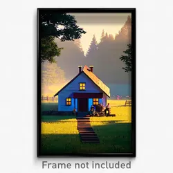 Pixel Art Poster - Mellow Homestead (8 Bit Psychedelic Trippy Video Game Print)