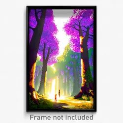 Pixel Art Poster - Violet Woods (8 Bit Psychedelic Trippy Video Game Print)
