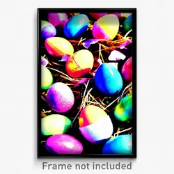 Pixel Art Poster - Fancy Easter Eggs (8 Bit Psychedelic Trippy Video Game Print)