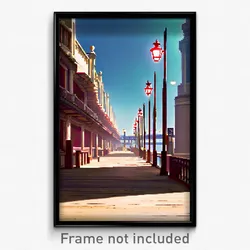 Pixel Art Poster - Conventional Quay (8 Bit Psychedelic Trippy Video Game Print)