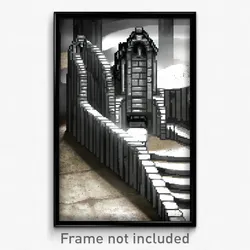 Pixel Art Poster - Concrete Throne Room (8 Bit Psychedelic Video Game Print)
