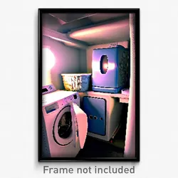 Pixel Art Poster - Adorable Washing Machine (8 Bit Psychedelic Video Game Print)
