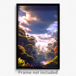 Pixel Art Poster - Imaginative Cloud Forest (8 Bit Psychedelic Video Game Print)