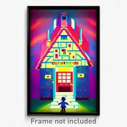 Pixel Art Poster - Imaginary Counting House (8 Bit Psychedelic Video Game Print)