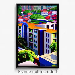 Pixel Art Poster - Droopy Brazilian City (8 Bit Psychedelic Video Game Print)