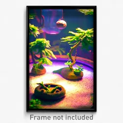 Pixel Art Poster - Wiggly Terrarium (8 Bit Psychedelic Trippy Video Game Print)