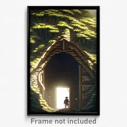 Pixel Art Poster - Hidden Hovel (8 Bit Psychedelic Trippy Video Game Print)