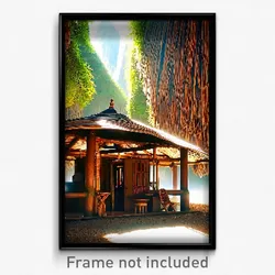 Pixel Art Poster - Captivating Hut (8 Bit Psychedelic Trippy Video Game Print)