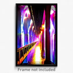Pixel Art Poster - Shiny Viaduct (8 Bit Psychedelic Trippy Video Game Print)