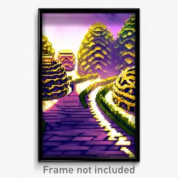 Pixel Art Poster - Zigzag Apiary (8 Bit Psychedelic Trippy Video Game Print)