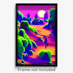 Pixel Art Poster - Wiggly Heights (8 Bit Psychedelic Trippy Video Game Print)