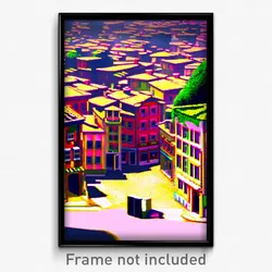 Pixel Art Poster - Hard To Find Town (8 Bit Psychedelic Trippy Video Game Print)