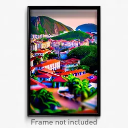 Pixel Art Poster - Adorable Brazilian City (8 Bit Psychedelic Video Game Print)