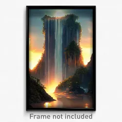 Pixel Art Poster - Nocturnal Falls (8 Bit Psychedelic Trippy Video Game Print)