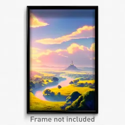 Pixel Art Poster - Angelic Landscape (8 Bit Psychedelic Trippy Video Game Print)