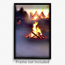 Pixel Art Poster - Familiar Bonfire (8 Bit Psychedelic Trippy Video Game Print)