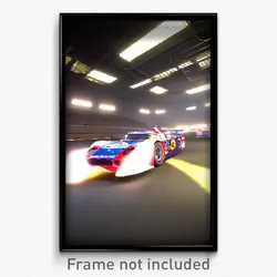 Pixel Art Poster - Humongous Racecar (8 Bit Psychedelic Trippy Video Game Print)