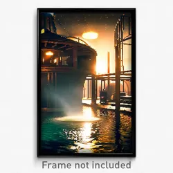 Pixel Art Poster - Captivating Watering Hole (8 Bit Video Game Print)