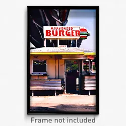 Pixel Art Poster - Abandoned Burger Stand (8 Bit Psychedelic Video Game Print)
