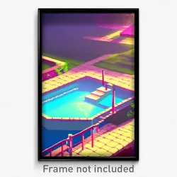 Pixel Art Poster - Imaginary Pool (8 Bit Psychedelic Trippy Video Game Print)